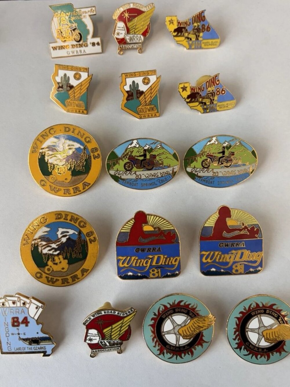 Lot of 12 Vintage Wing Ding Pins 80s